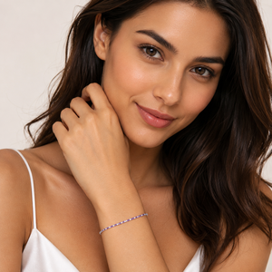 925 Sterling <b>Silver</b> Purple Gemstone Tennis Bracelet for Women High Polish Elegant Party <b>Wedding</b> Daily Wear Jewelry - Product Image 1