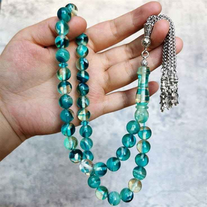 Tasbih Unisex de Resina Ámbar Naranja, Cuentas de Oración Misbaha y Collar de Moda |   Envío Rápido el Mismo Día - Product Image 6