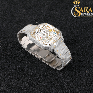 Reloj automático de lujo con esfera analógica Iced Out VVS Moissanite Diamond de calidad superior con banda de oro blanco disponible al mejor precio - Product Image 2
