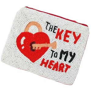 <b>Pink</b> and Red XO Design Handcraft <b>Beaded</b> Embroidery Mini Zipper <b>Bag</b> Stylish Fancy Luxury Trendy & Fashionable By Hiba Enterprises - Product Image 2