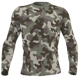 Custom Sublimated Compression Gym Shirts Long Sleeve BJJ Rashguard MMA <b>Mens</b> Rash Guard camo - Product Image 1