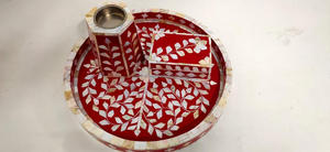 Juego de Quemadores Árabes con Incrustaciones de Nácar Pintadas a Mano, Caja/Bandeja de Acrílico Estilo Ángel de Resina para Regalo de Eid, Personalizado en India - Product Image 4