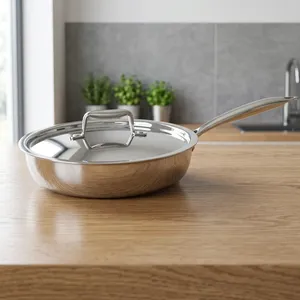 Stainless Steel Non Stick Triply Frypan 24 Cm 304 Grade Pan for Searing Sauteing <b>Grilling</b> and Daily <b>Cooking</b> - Product Image 4