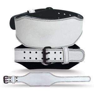 Cinturón de Levantamiento de Pesas Deportivo Fabricado en Pakistán, de Cuero Vacuno, Resistente, Color Blanco, Antideslizante, Unisex, Soporte para la Espalda - Product Image 1