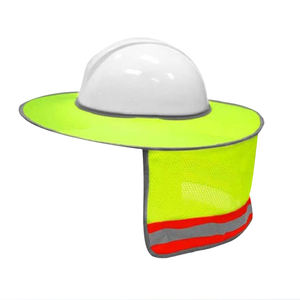 خوذة عمل واقية للبناء في الهواء الطلق مع واقي للوجه وأشرطة عاكسة وحافة كاملة لحماية الرقبة من الشمس - Product Image 3