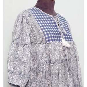 Vestido Largo Bohemio con Estampado Floral, Ecológico, Cuello Redondo, Manga Larga, Algodón, para Mujer, Uso Diario, Fabricante Indio - Product Image 5