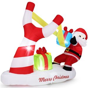 Babbo Natale Gonfiabile in PVC da 2,1 m per Esterni, Decorazione Natalizia con 5 Luci LED Integrate, Gonfiaggio Rapido, Decorazione in Poliestere 210T - Product Image 1