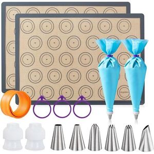 Kit di Tappetini in Silicone per Macaron 16 Pezzi, Set Antiaderente con 2 Mezzi Fogli per la Cottura di Macaron e Biscotti - Product Image 1