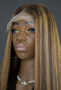 Precio al por mayor de hueso sedoso recto vietnamita Remy extensión del pelo Super doble dibujado peluca Frontal completa - Product Image 3