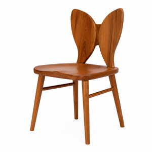 Silla de Comedor Escandinava de Madera de Teca Maciza con Respaldo en Forma de Mariposa |   Silla de Comedor Contemporánea Hecha a Mano |   Hogar Estable, Ecológico y Duradero - Product Image 3