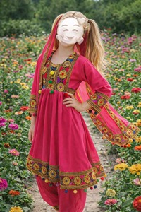 Vestido Étnico Infantil de Algodón Bordado en Amarillo, Manga Larga, Traje Tradicional Pakistaní, Ropa de Primavera - Product Image 5