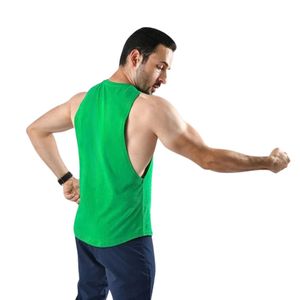 <b>Men</b> Green Sleeveless Gym Tank Top Round Neck Workout <b>Vest</b> Breathable Muscle Fit Fitness <b>Training</b> Sportswear Custom Apparel Co - Product Image 5
