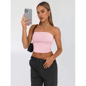 Fitted Tube <b>Top</b> for Women <b>Strapless</b> Crop <b>Top</b> Bandeau for Party Club Night Out Fashion Look Simple Women's Winter New Fashion - Product Image 2
