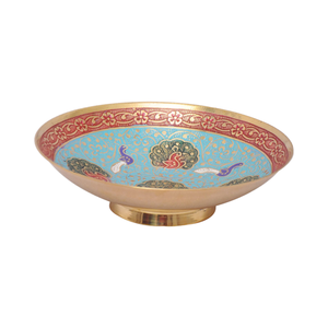 Bol de fruits secs en laiton fait à la main de 5 pouces ustensiles de cuisine décoratifs écologiques concepteur de paon cadeau de travail de sculpture multicolore - Product Image 1