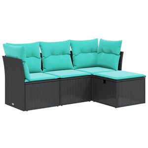 Ensemble de canapés de jardin en rotin PE noir avec housses amovibles, meubles de patio élégants - Product Image 2