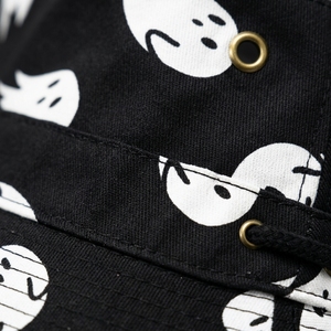 Chapeau bob noir avec imprimé fantôme blanc, sangle réglable, unisexe, décontracté, printemps-été, pour adulte - Product Image 6