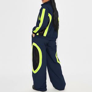 High Quality Nylon Tracksuit Workout Sets Drawstring Top and Leggings Two Piece Set for Women - Product Image 2