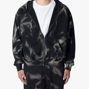 เสื้อฮู้ดดี้ผู้ชายไซส์ใหญ่คุณภาพสูงแบบซิป วินเทจ สีซีดจาง สไตล์ทำสีแบบแอซิดวอช - Product Image 1