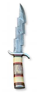 Handcrafted <b>Stepped</b> Profile Twist Damascus Steel Fixed Blade <b>Outdoor</b> Tool Camel Bone Resin Stacked Handle Stainless Guard - Product Image 6