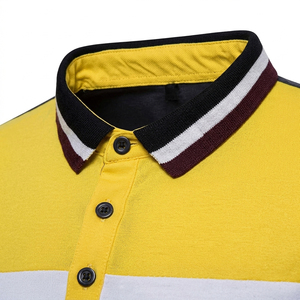 Camiseta Polo Personalizada al por Mayor, Fabricada en Fábrica, con Logotipo Impreso, Diseño de Bloques de Color, Camiseta Polo de Manga Corta con Rayas en Contraste para Hombre - Product Image 4