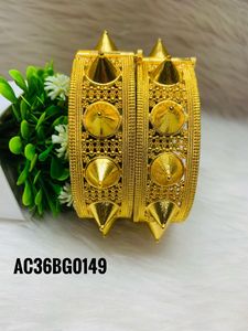 Ensemble de bracelets pyramidaux ethniques africains plaqués or 24 carats pour femmes, luxueux, gaufrés, pour mariage, sans nickel - Product Image 5