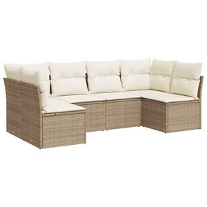 Conjunto de Sofás de Jardín de Ratán Sintético Beige, Acero con Recubrimiento en Polvo, Poliéster, Colección de Muebles Duraderos para Exteriores - Product Image 2
