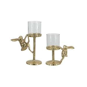 Support de bougie figuratif en forme de cerf doré avec support en verre transparent pour la décoration de la maison - Product Image 2
