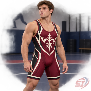 OEM Wine Crest Wrestling Singlet Custom Design <b>Men's</b> Youth Sublimated Mat Uniform Powerlifting <b>Bodysuit</b> Supplier - Product Image 5