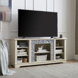 Console di intrattenimento moderno 58.31 "W X 15.39" D X 26.06 "H Mantel Stone TV Media Stand Open Storage Space finta pietra impilata - Product Image 3