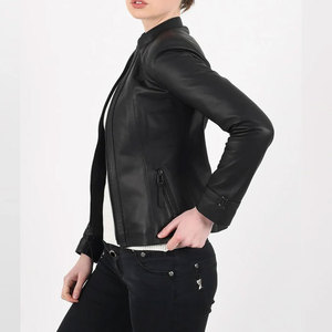 Vestes en cuir véritable pour femmes, de qualité supérieure, sur mesure, pour motards, style crop, en gros. - Product Image 4