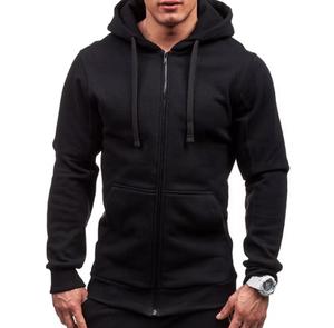 Sudadera con Capucha y Cierre de Cremallera para Hombre, Color Sólido, Corte Regular Informal, para Otoño, Transpirable, 100% Algodón, Secado Rápido - Product Image 1