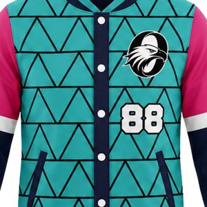 Teal and Pink Baseball Jacket and <b>Pants</b> Set Full Sleeve Button Up Top with Matching <b>Pants</b> Lightweight Sports Team Outfit - Product Image 5