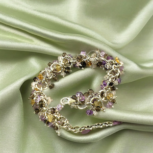 Pulsera de Boda de Lujo para Mujer con Cuentas Plateadas y Cristales Multicolores - Product Image 1
