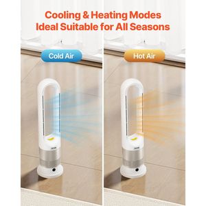Ventilatore a Torre Senza Pale, Velocità 16 Ft/s, Ventilatore Intelligente con Oscillazione a 80 Gradi, 8 Velocità e Funzionamento Silenzioso per Aria Fredda e Calda - Product Image 2