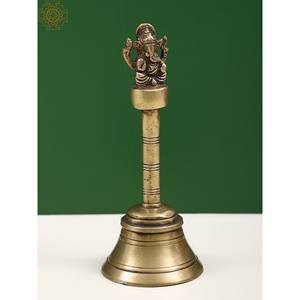 กระดิ่งขนาด7นิ้วทำด้วยมือรูปปั้นพระพิฆเนศทำด้วยมือทำในอินเดีย - Product Image 2