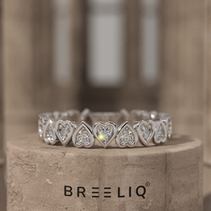 14K Solid Gold Lab Grown Diamond Heart Eternity Ring Romantic Love Band Full Diamond <b>Wedding</b> Jewelry for Women - Product Image 4