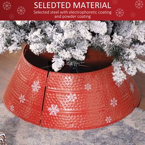 Collare per Albero di Natale Fatto a Mano in Acciaio Rosso da 26 Pollici con Fiocco di Neve Inciso, Anello Decorativo Fai-da-Te per Albero di Natale, Decorazione per la Casa - Product Image 5