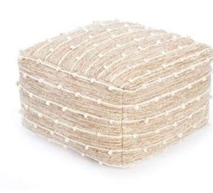 Poufs ottoman modernes tissés et tricotés - Décoration élégante et multifonctionnelle, motif irrégulier, mélange de coton, polyester et jute de haute qualité - Product Image 2
