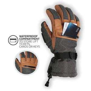 Gants de Ski d'hiver en cuir de haute qualité, manchette, usféeté, avec cordon de serrage ajustable - Product Image 3