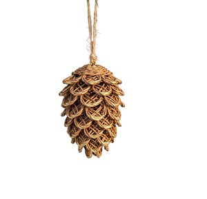Décoration de Noël en rotin en gros, ornements suspendus en forme de pomme de pin, tissés à la main, pour la décoration de table des fêtes - Product Image 2