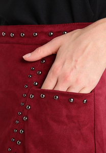 Mini-jupe trapèze en similicuir PU pour femme avec rivets, style punk, couleur unie, taille normale - Product Image 4