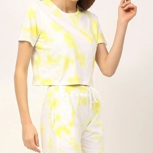 2026 Women's Spring Summer Cotton Breathable Quick Dry Crop <b>Top</b> Loose Casual O-Neck Short Sleeve Printed Solid Pattern Hip Hop - Product Image 4