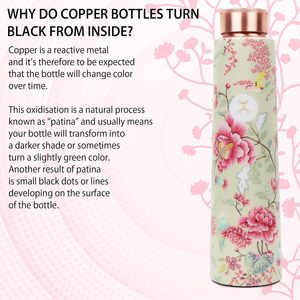 100 Percent Pure <b>Copper</b> Water <b>Bottle</b> with Flower Print Leak Proof Lid Ayurvedic <b>Drinking</b> <b>Bottle</b> for Office Hiking - Product Image 6
