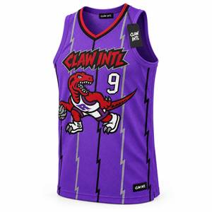 Claw Intl Basketball Jersey <b>Purple</b> Dinosaur Print Heat-Transfer Printed Men's Tank <b>Top</b> Adult All Seasons Breathable <b>Mesh</b> 100% - Product Image 2