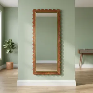 Scalloped <b>Full</b> <b>Length</b> Wall <b>Mirror</b> Brown Frame Decorative Floor and wall <b>Mirror</b> Modern Bedroom Entryway Dressing <b>Mirror</b> HomeDecor - Product Image 5