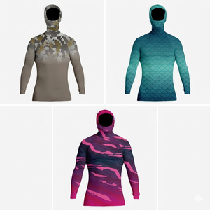 Camiseta de Protección Solar Unisex UPF50+ Antibacteriana 100% Poliéster con Capucha para Natación, Buceo, Surf, Secado Rápido, para Playa y Verano - Product Image 4