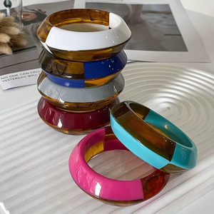 Handmade <b>Resin</b> Bracelet Set For Women Fashion Styling Designer <b>Resin</b> Bangles For Women Modern Statement Jewelry - Product Image 1