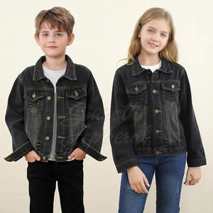 Veste en jean classique en coton pour enfants, pour garçons et filles, style décontracté, parfaite pour l'école et la vie quotidienne - Product Image 2