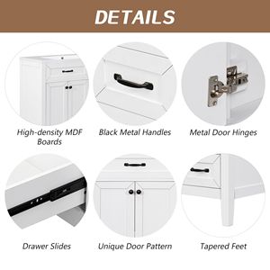 Mobile Bagno Bianco da 36 Pollici con Lavabo Integrato, Struttura Solida in MDF e Cassetti - Eleganti Mobili Bagno - Product Image 3