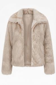 Chaqueta de Mujer de Piel Sintética Beige, Chaqueta Corta de Felpa con Frente Abierto, Abrigo de Invierno Suave y Cálido, Ropa Exterior Informal - Product Image 5